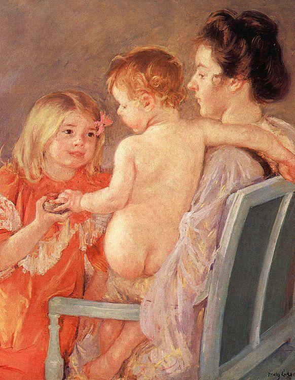 Mary Cassatt Sara Handing a Toy to the Baby France oil painting art